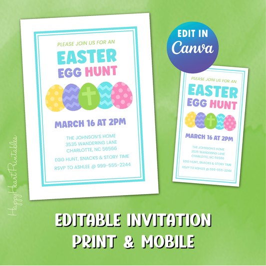 Easter Egg Hunt Invitation - Canva Template