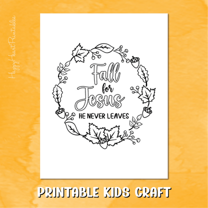 Fall for Jesus Printable Coloring Page