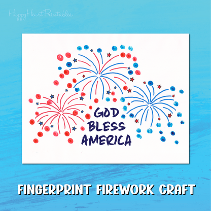 Printable Firework Craft - 4th of July Fingerprint Art