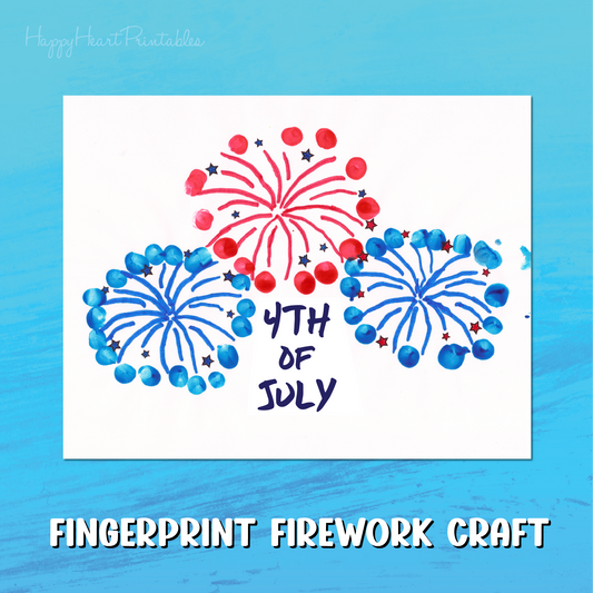 4th of July Fingerprint Art - Printable Firework Craft
