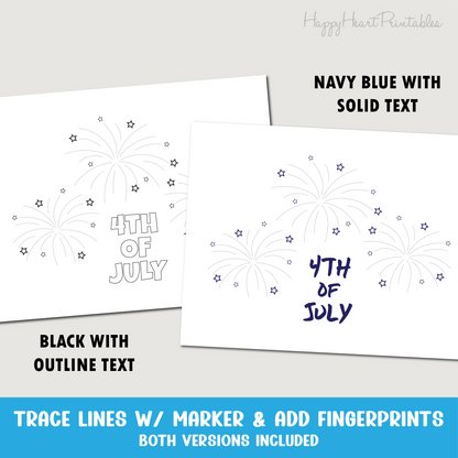4th of July Fingerprint Art - Printable Firework Craft