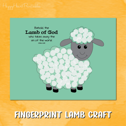 Fingerprint Lamb Craft - Easter Fingerprint Printable Template