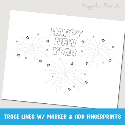 New Years Eve Fingerprint Firework Printable Craft
