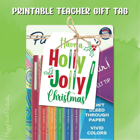 Christmas Teacher Gift Tag - Printable Gift Tag for Pens