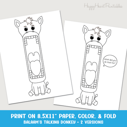 Folding Surprise Talking Donkey Bible Craft