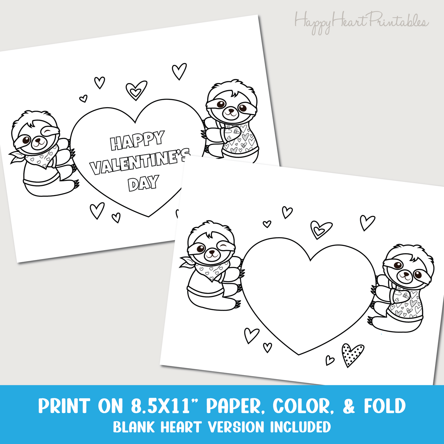 Sloth Valentine's Day Folding Surprise Printable