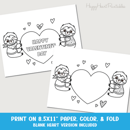 Sloth Valentine's Day Folding Surprise Printable