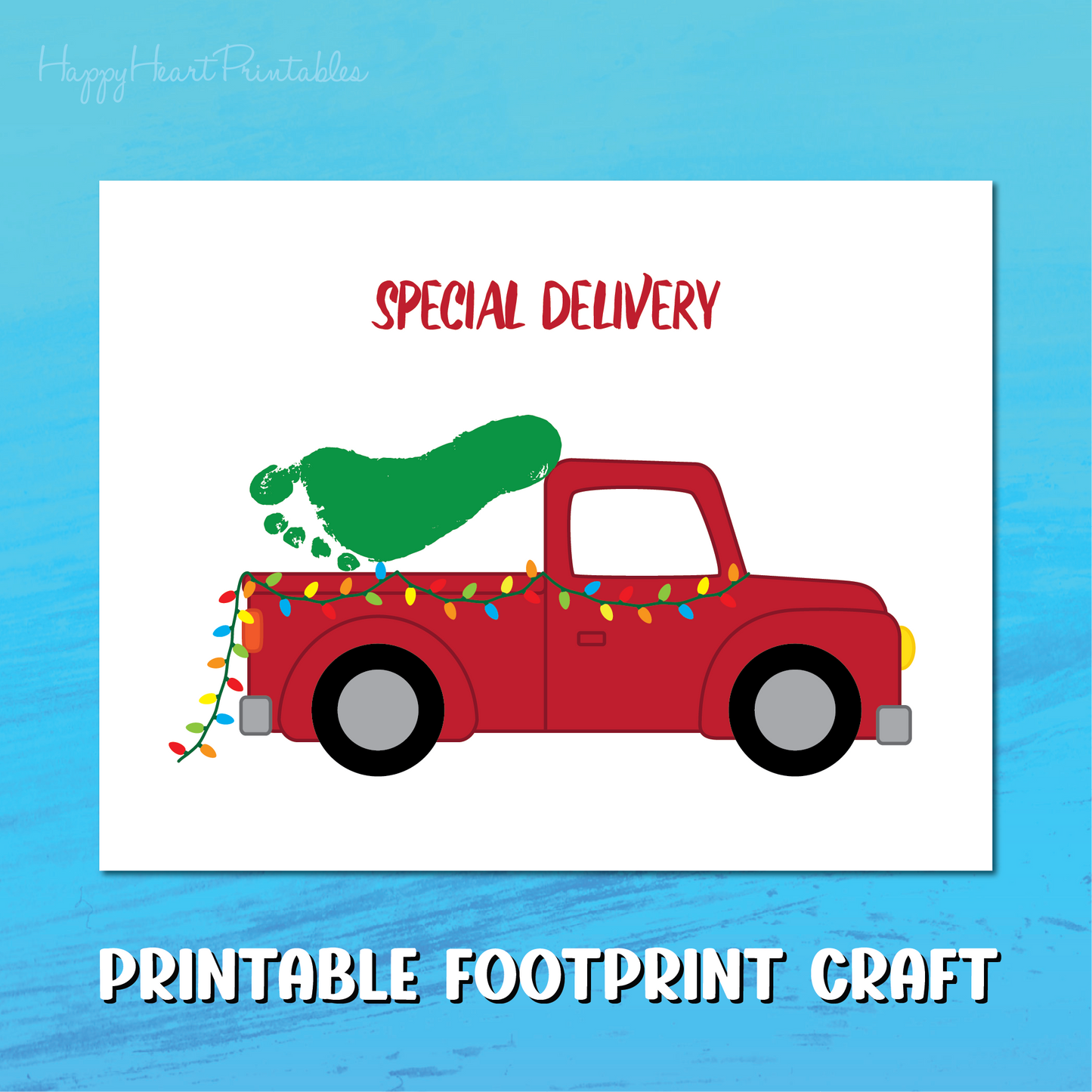 Christmas Tree Baby Footprint Printable Craft Template - Christmas red truck craft