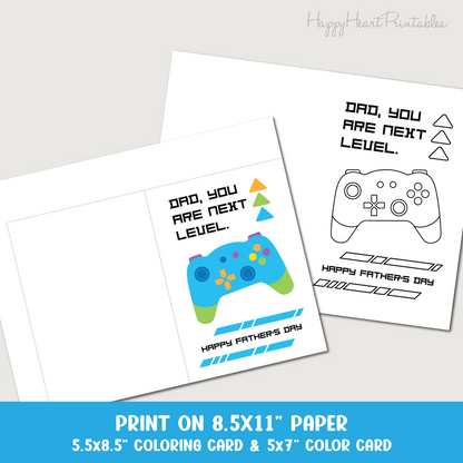 Video Game Printable Father's Day Card