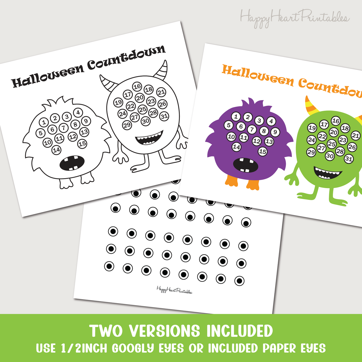 Printable Halloween Countdown with Monsters