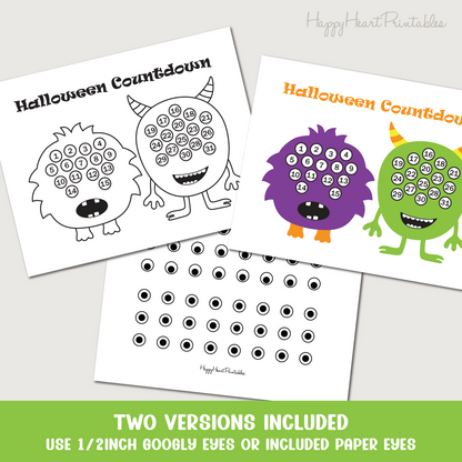Printable Halloween Countdown with Monsters