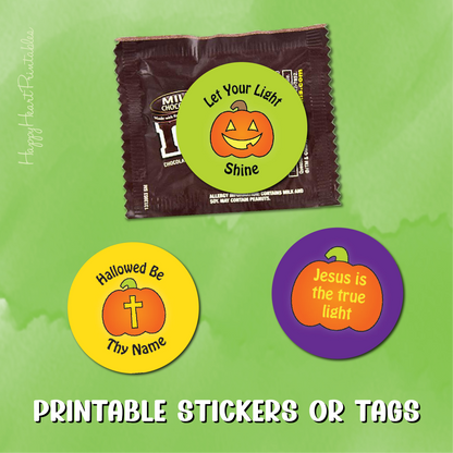 Halloween Religious Tags - Stickers - Cupcake Toppers - Printable Halloween