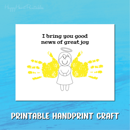 Handprint Angel Craft Printable Template - Christmas Handprint Art