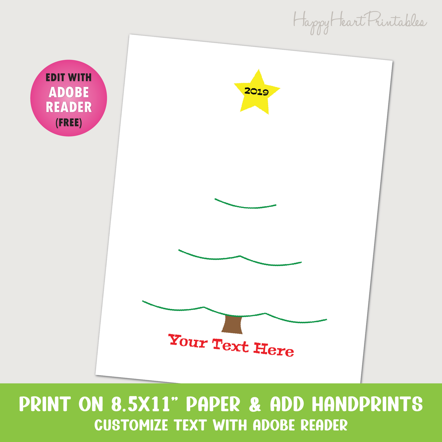 Handprint Christmas Tree Printable Template - Christmas Handprint Art