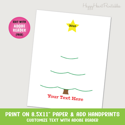 Handprint Christmas Tree Printable Template - Christmas Handprint Art