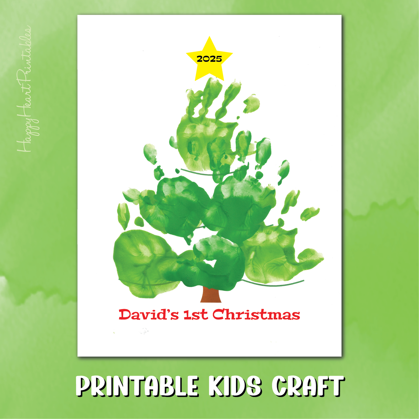 Handprint Christmas Tree Printable Template - Christmas Handprint Art