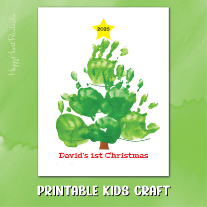 Handprint Christmas Tree Printable Template - Christmas Handprint Art