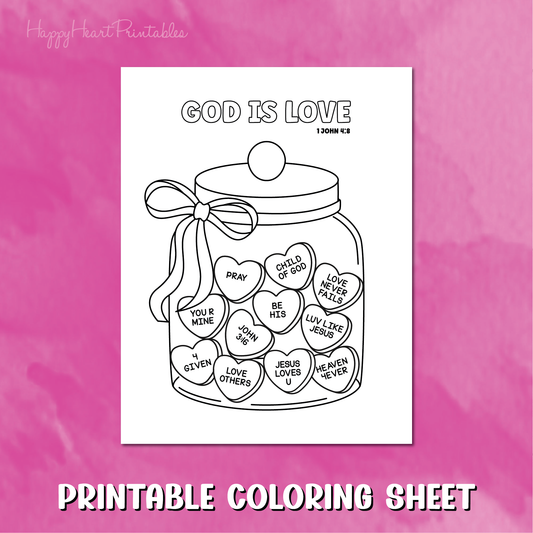 God is Love Valentine's Day Printable Coloring Sheet