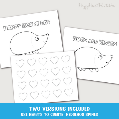 Hedgehog Valentine's Day Printable Craft Template