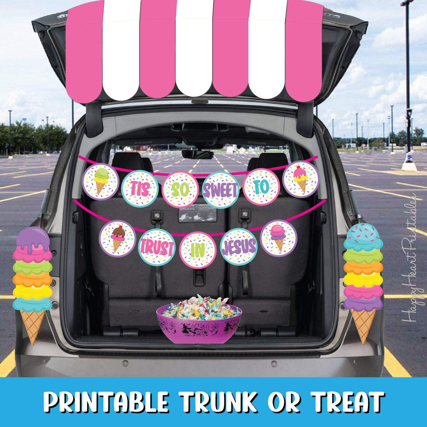 Printable Trunk or Treat Decorations - Ice Cream Trunk or Treat