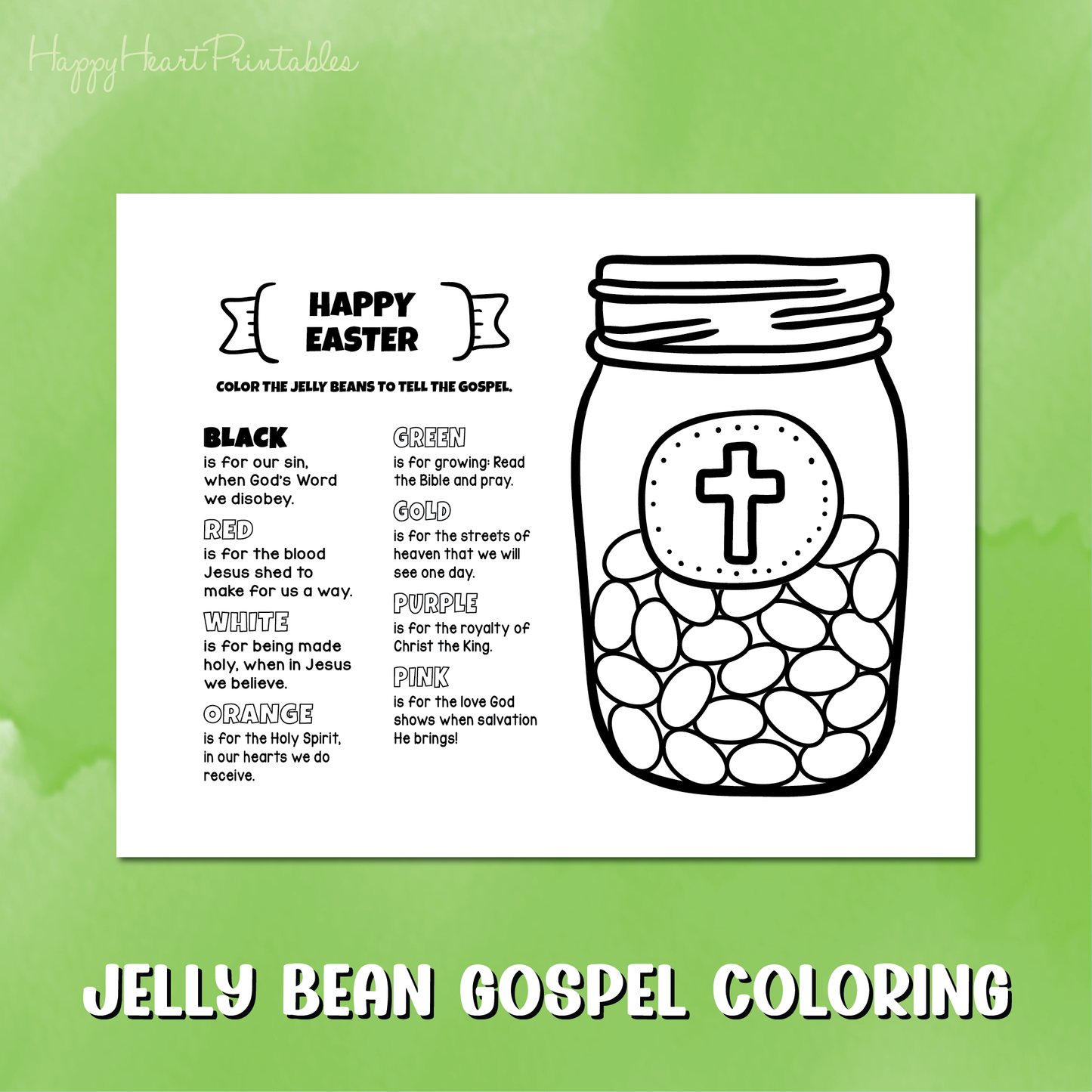 Jelly Bean Gospel Coloring Sheet - Easter