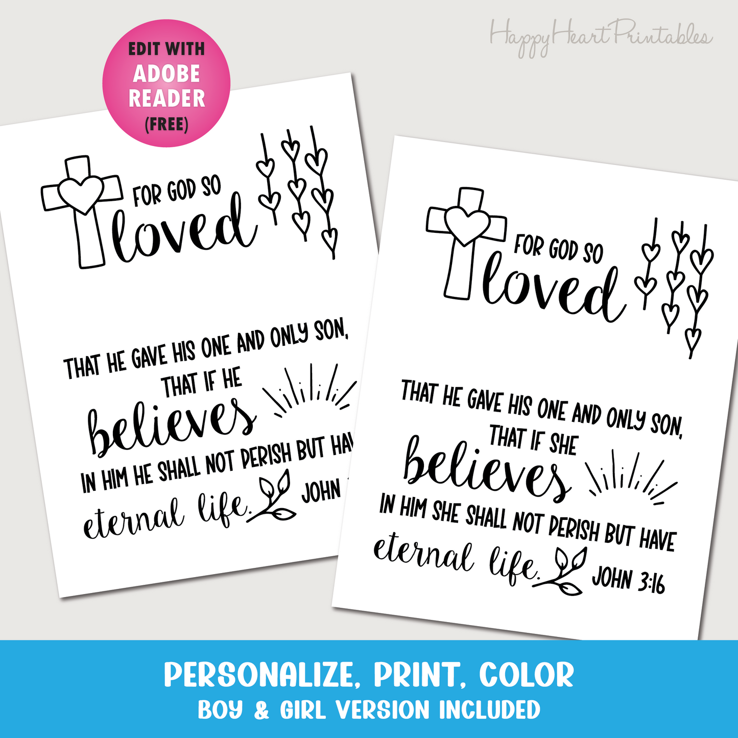 Personalized Bible Verse Coloring Sheet - John 3:16