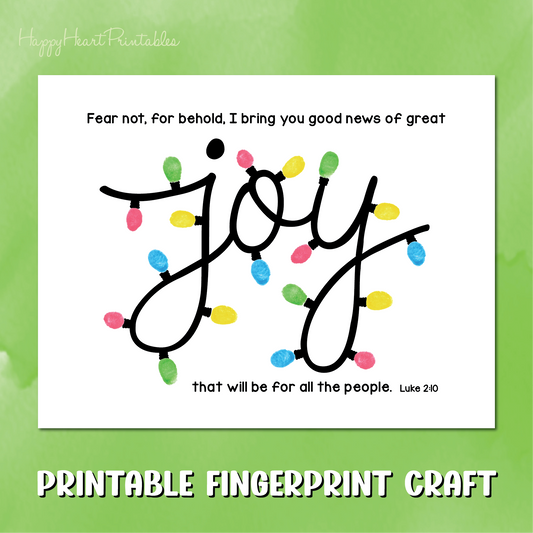 Fingerprint Christmas Lights Printable Craft - JOY