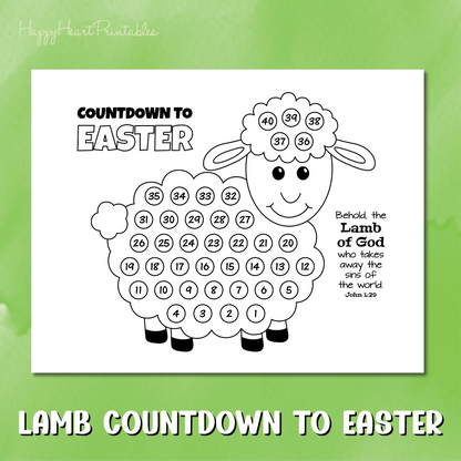 Printable Easter Countdown with Lamb
