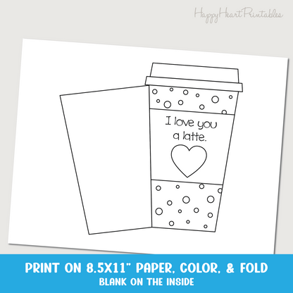 Latte Printable Coloring Card
