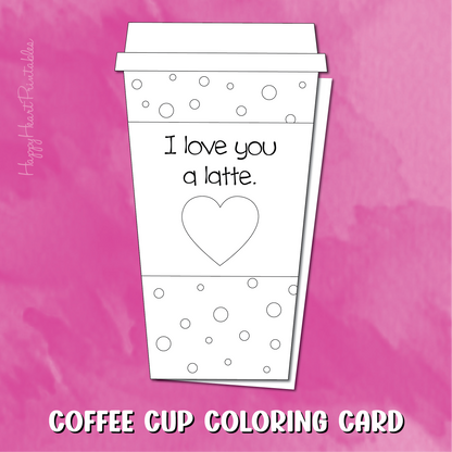 Latte Printable Coloring Card