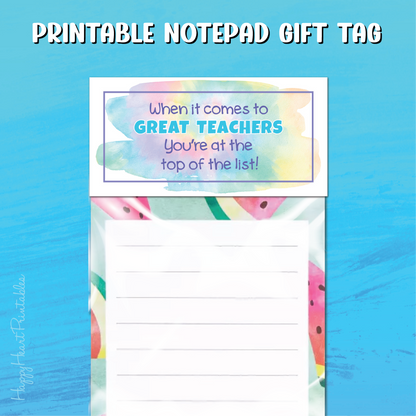 Teacher Appreciation Gift Tag - List Pad