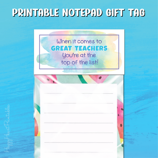 Teacher Appreciation Gift Tag - List Pad