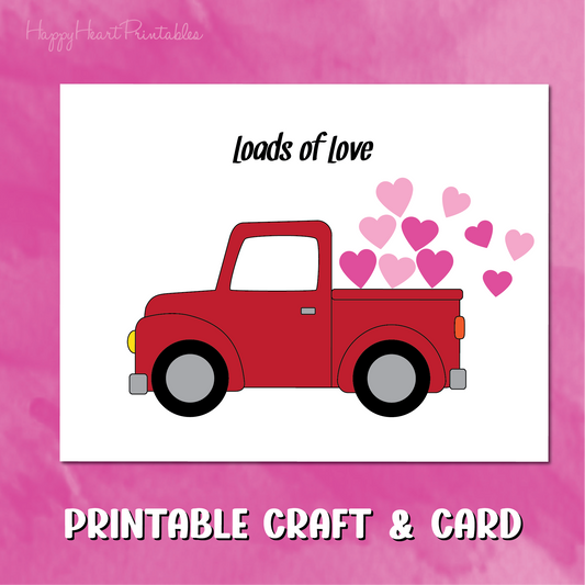 Truck Valentine's Day Card with Fingerprint Hearts