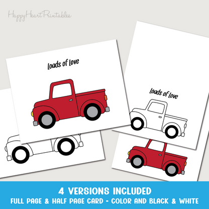 Truck Valentine's Day Card with Fingerprint Hearts