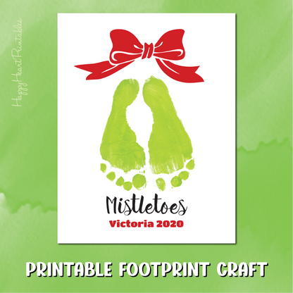 Mistletoes Footprint Printable Template - Christmas Footprint Art