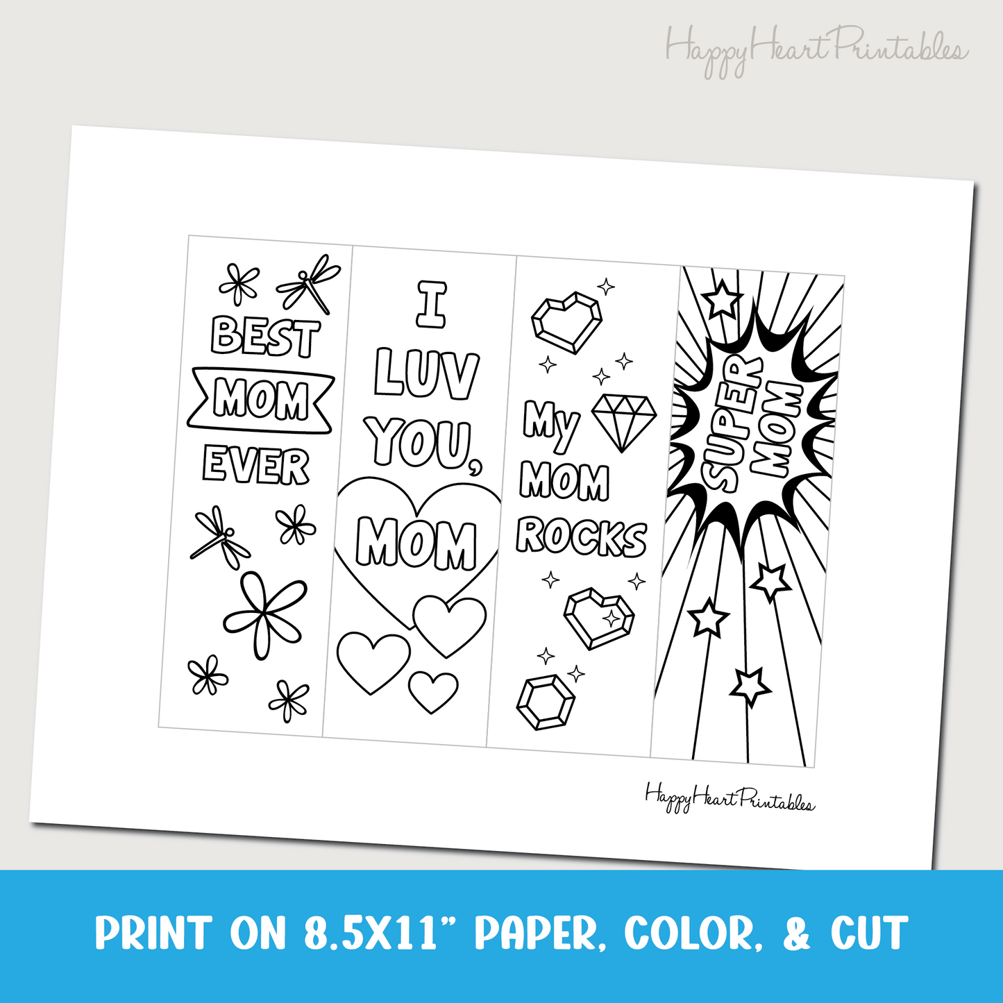 Mom Printable Coloring Bookmarks