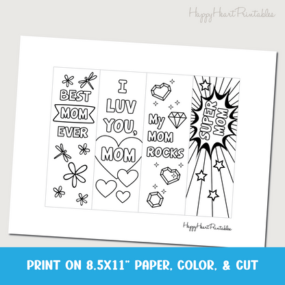 Mom Printable Coloring Bookmarks
