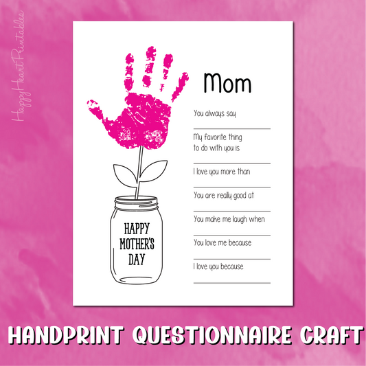 Mother's Day Handprint Flower Questionnaire Craft