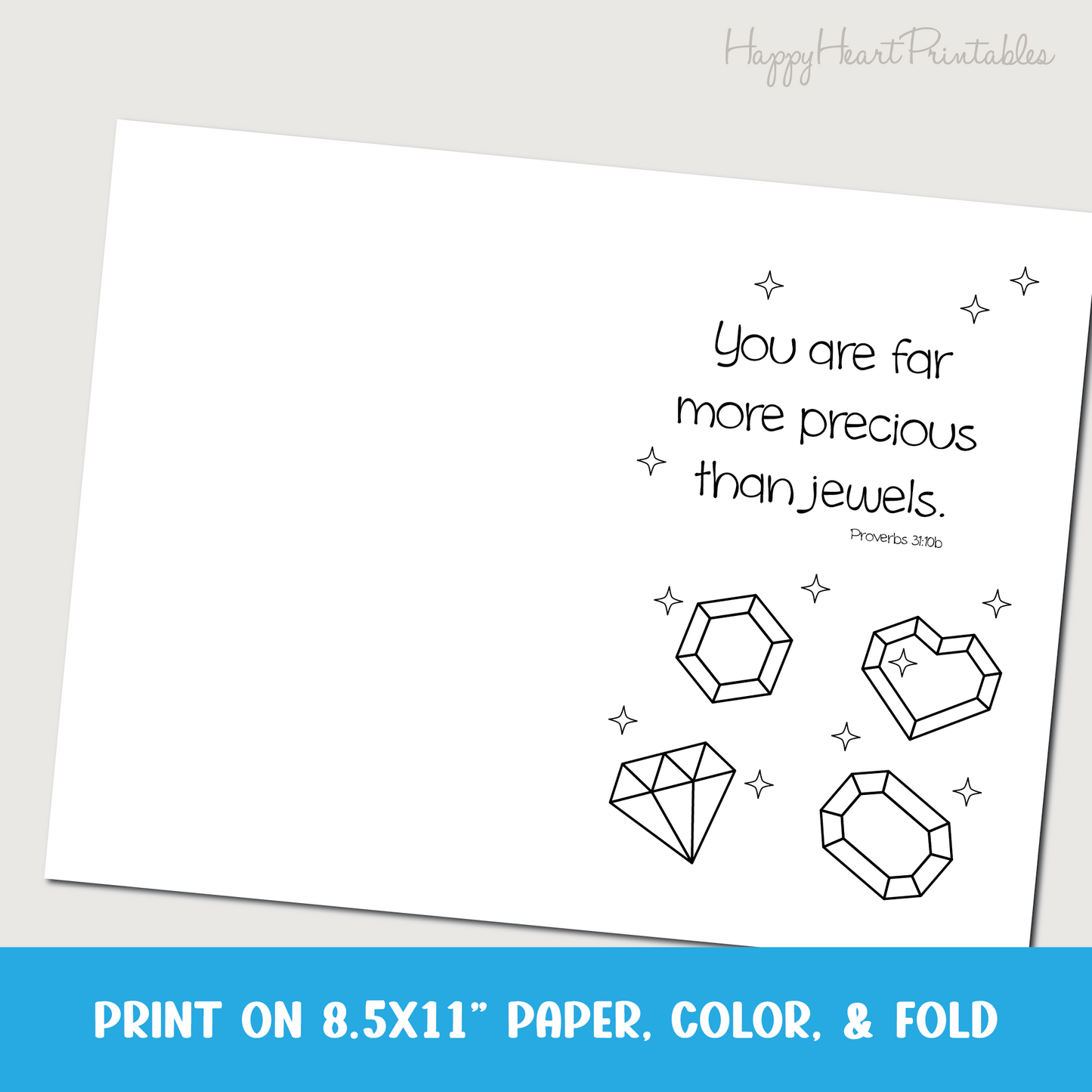 Mother's Day Printable Coloring Card - More Precious Than Jewels