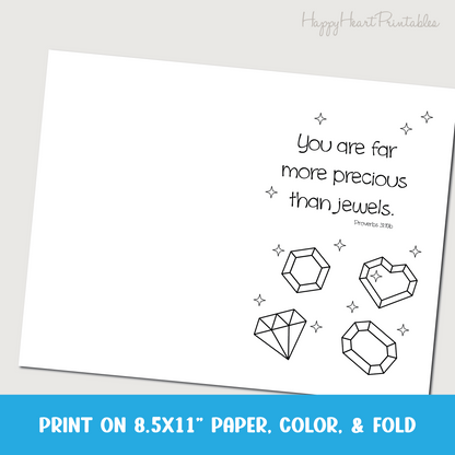 Mother's Day Printable Coloring Card - More Precious Than Jewels