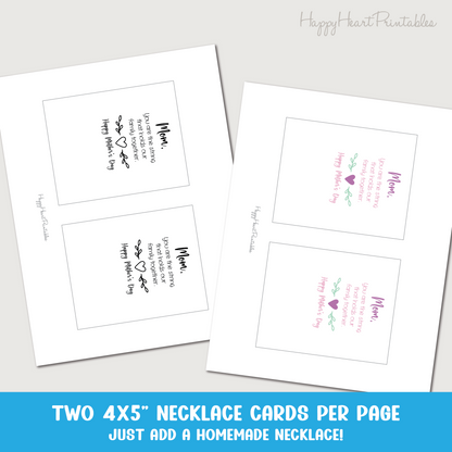 Mother's Day Printable Necklace Card