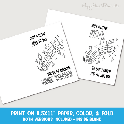 Music Teacher Appreciation Card