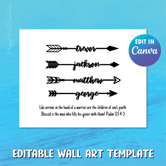 Name Arrows Father's Day Wall Art Template