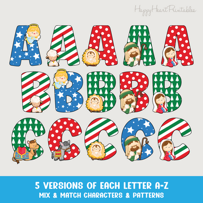 Nativity Doodle Christmas Alphabet Letters
