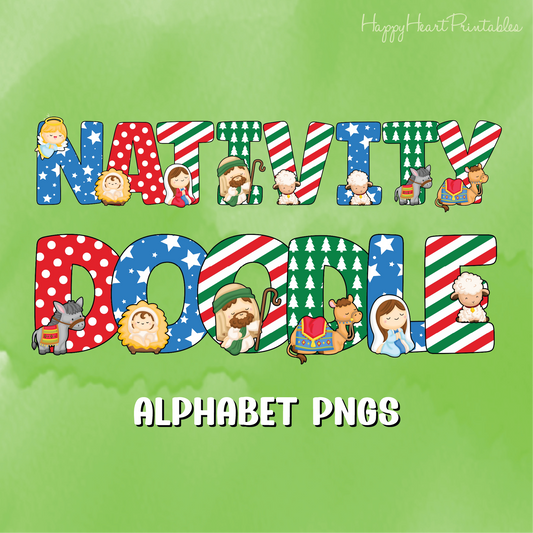 Nativity Doodle Christmas Alphabet Letters