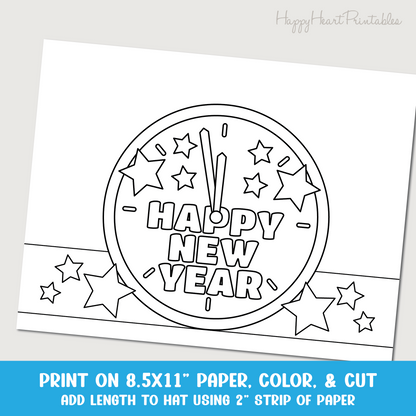 New Years Eve Clock Printable Headband Hat