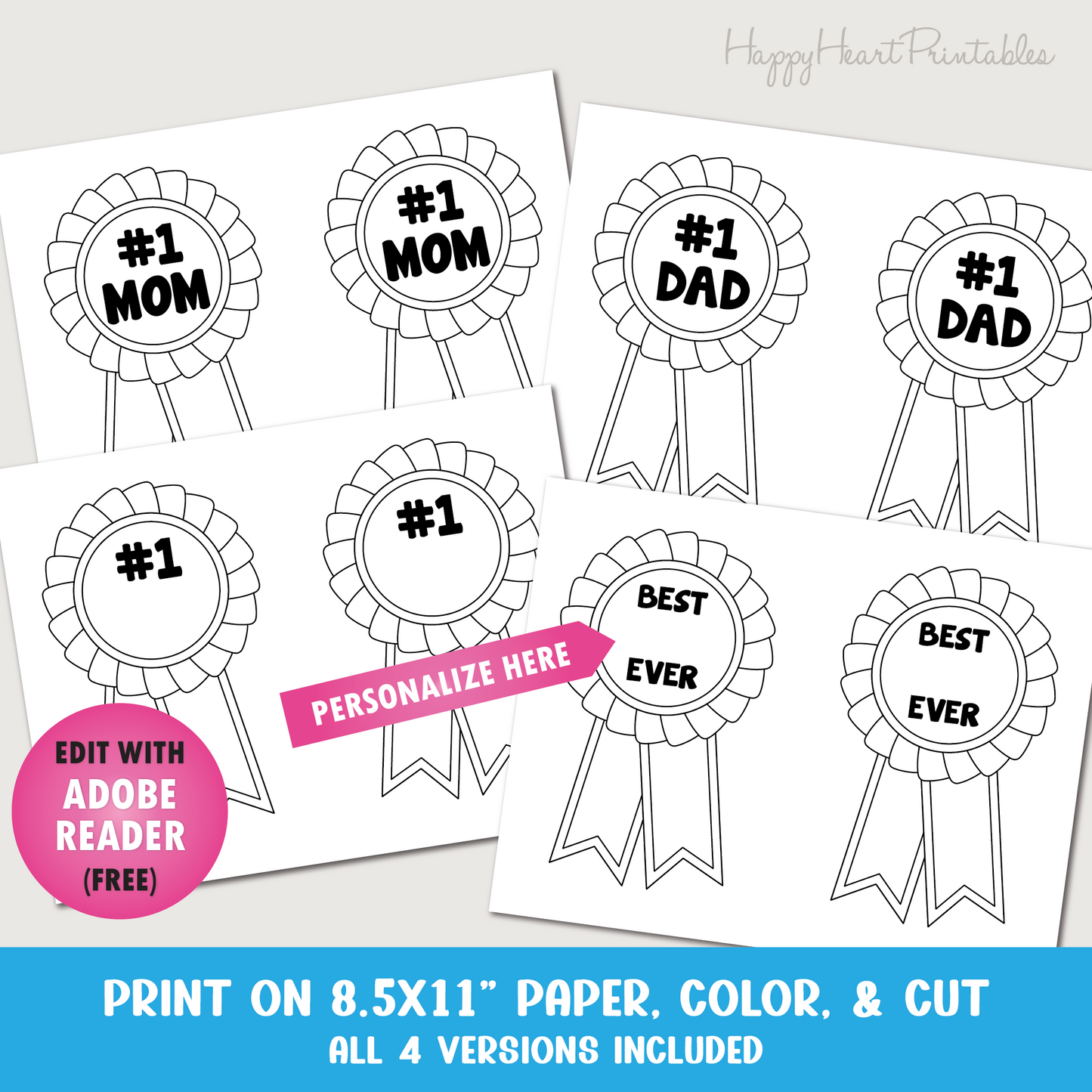 Number One Printable Coloring Ribbon