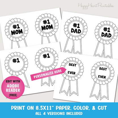 Number One Printable Coloring Ribbon