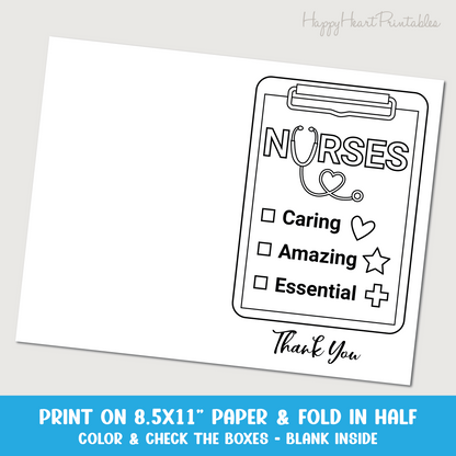 Nurse Thank You Coloring Card