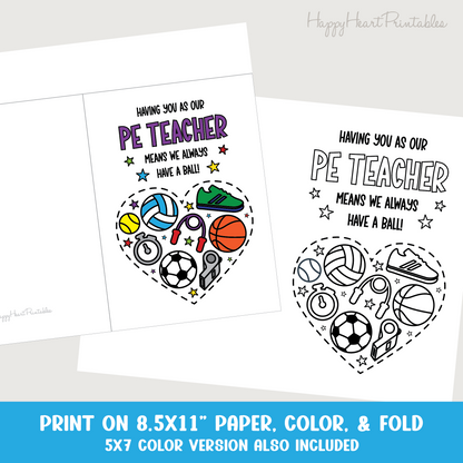 PE Teacher Appreciation Printable Card - Have a Ball